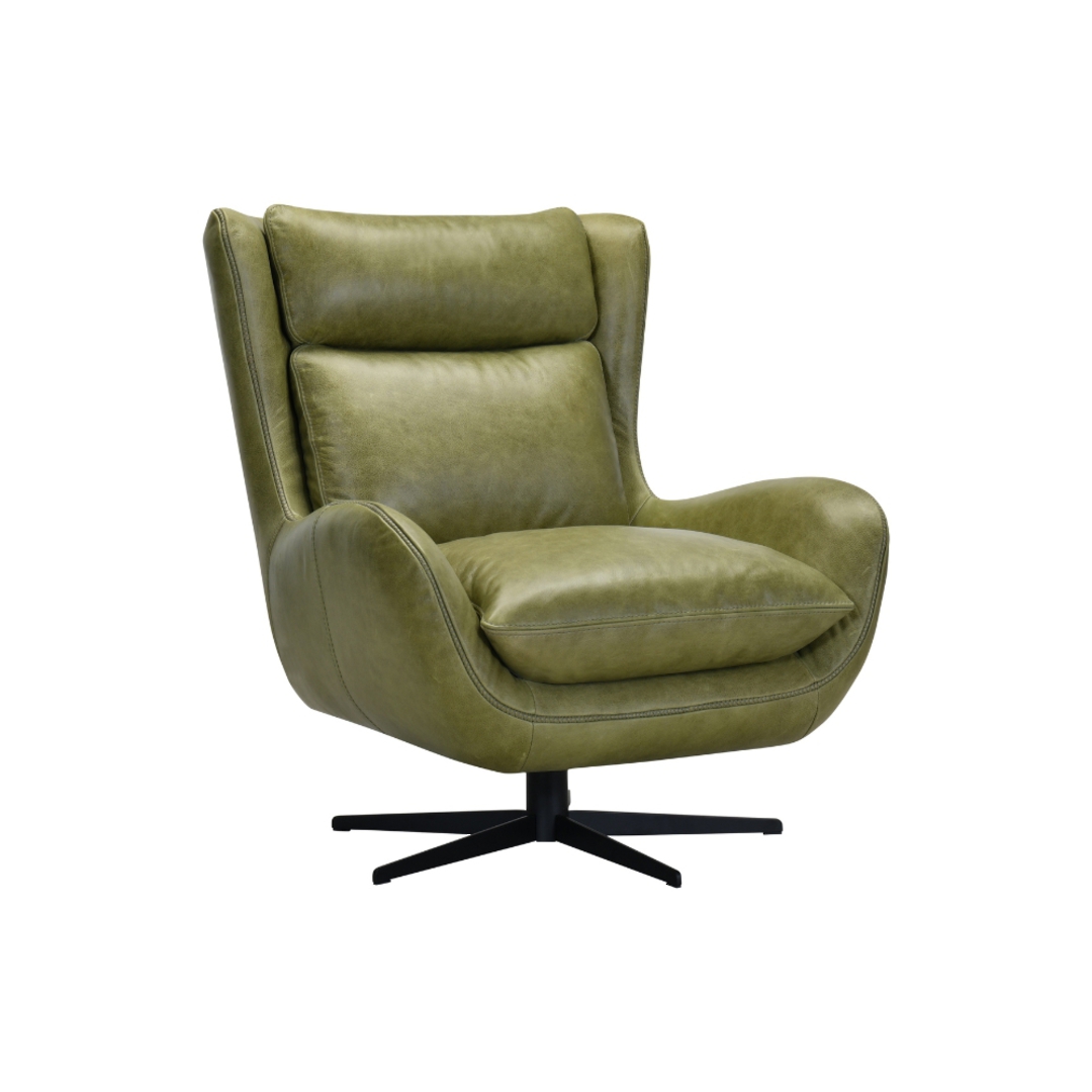 Trani Leather Swivel Chair - Olive Green image 1
